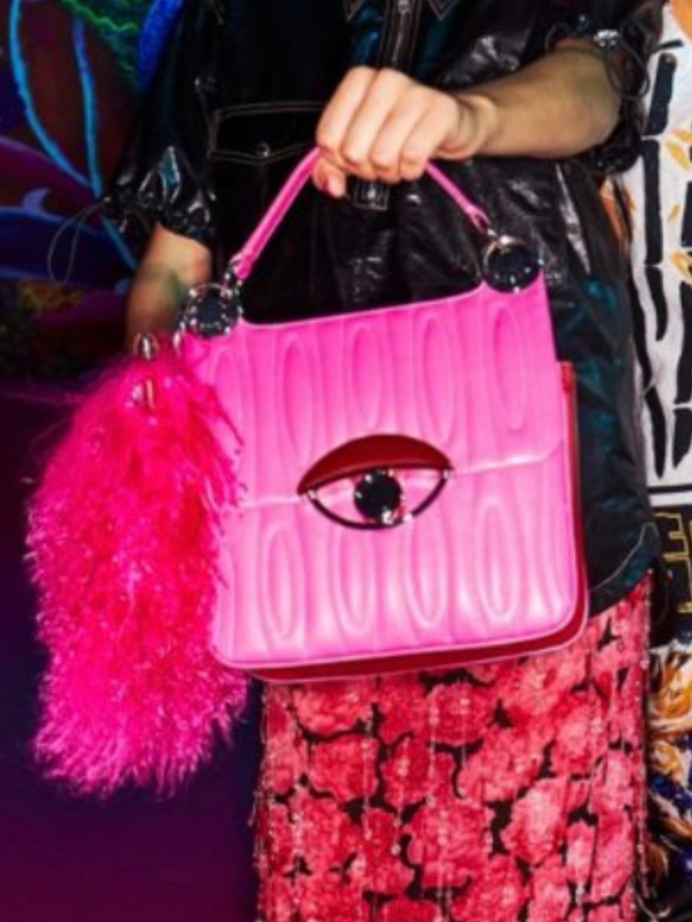 Kenzo tali fur bag strap 2019 fuschia fur euc $400 - Picture 4 of 6